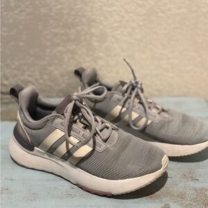 Adidas Kids size 3 Gray and White Sneakers